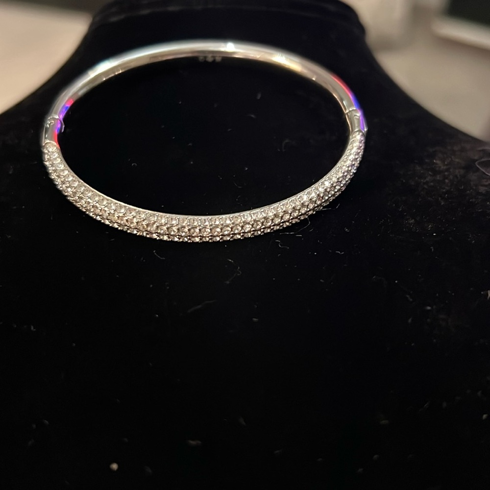 Authentic Swarovski Meteora silver bangle bracelet . Size medium